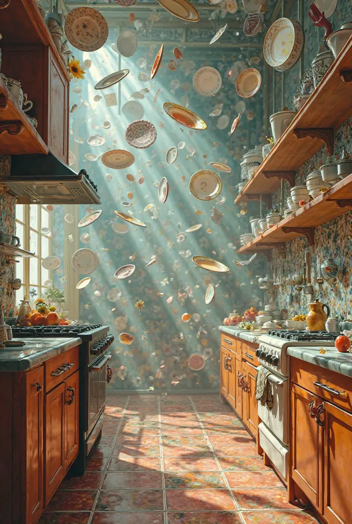 Kitchens on which dishes fly