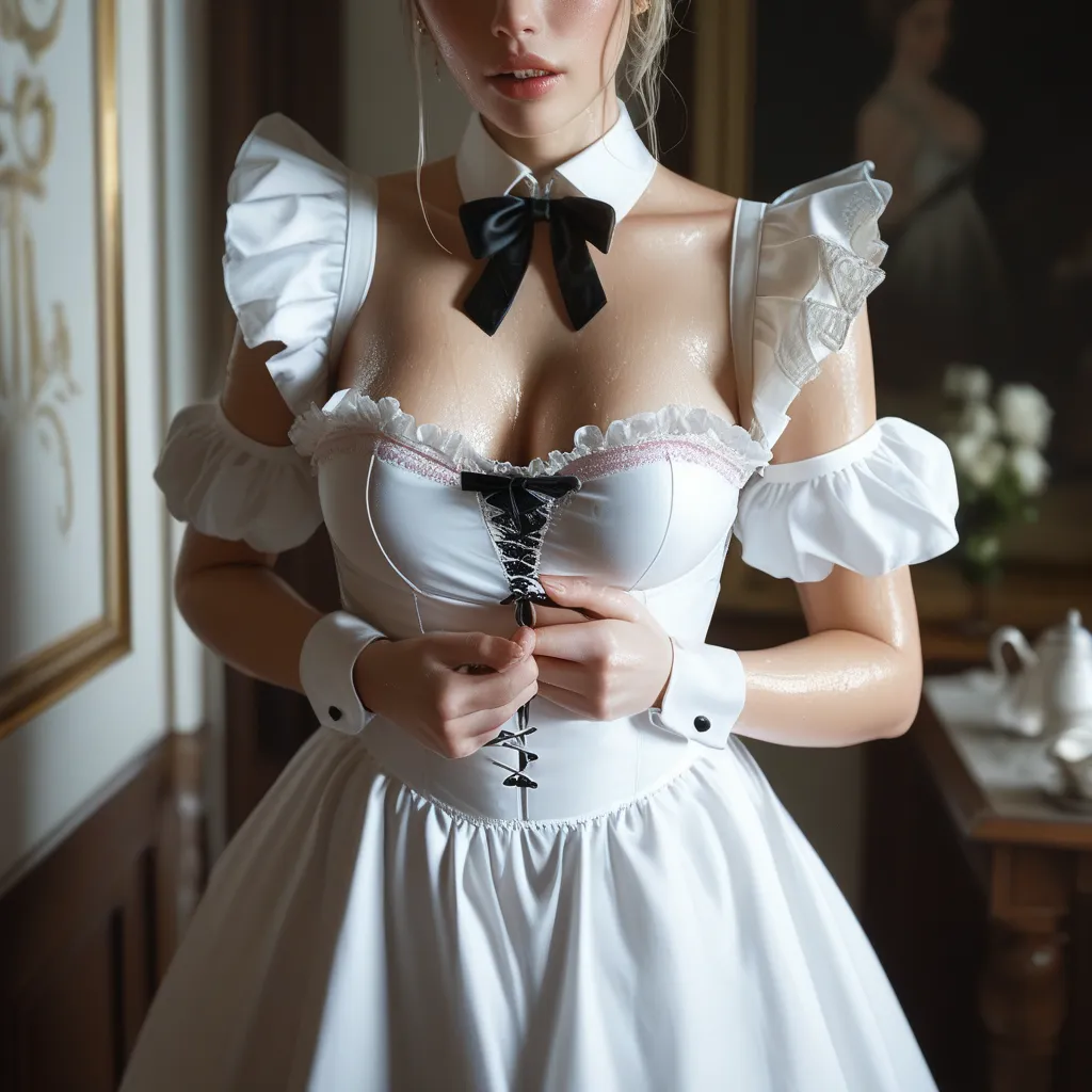 Very sexy, maid, Sweaty breasts 