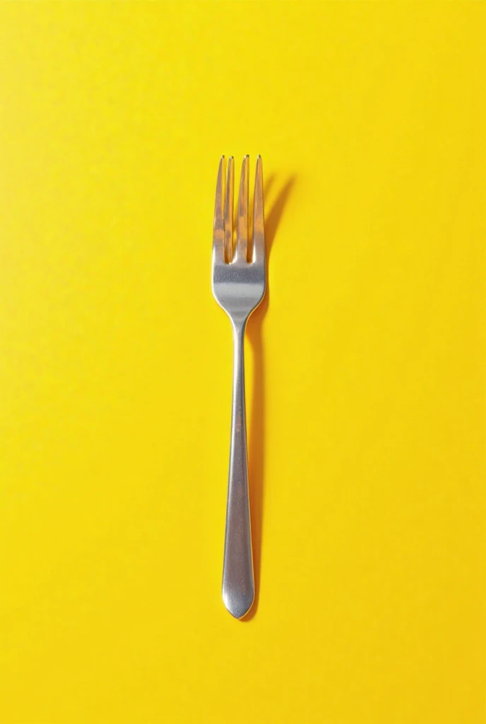 Fork on yellow background 