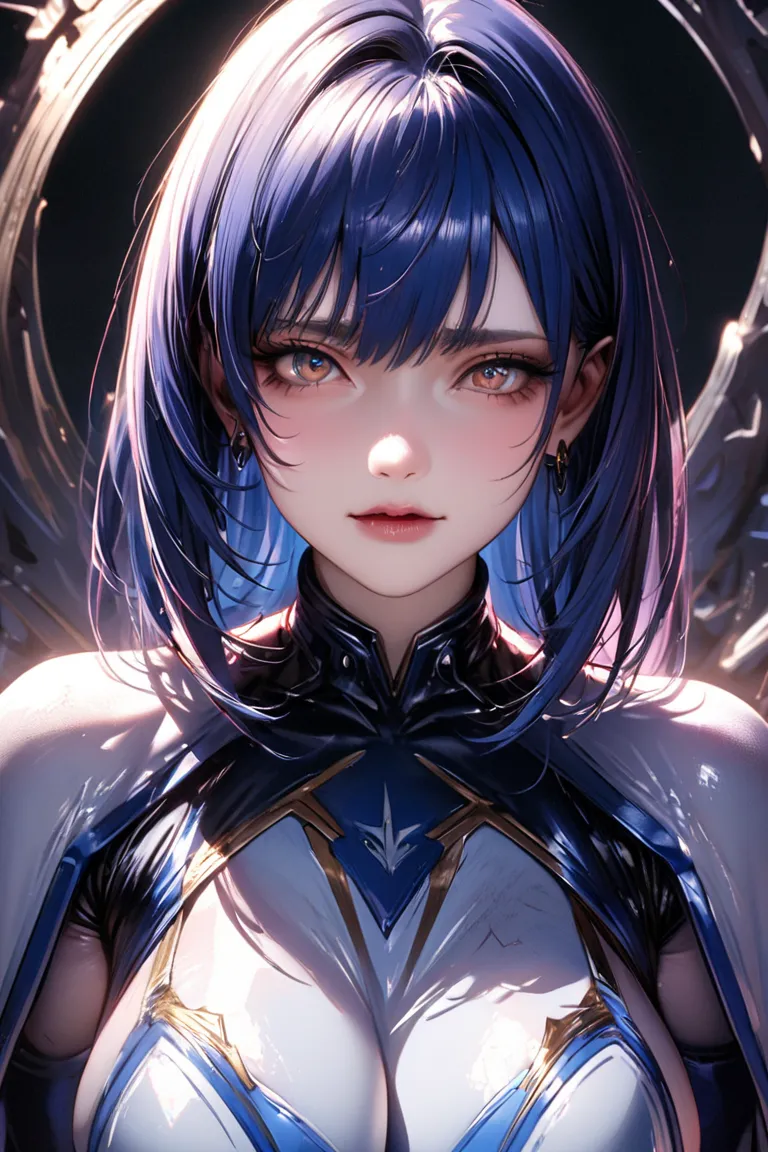 Ciel(Tsukihime)、shortcuts, Blue Hair/light blue hair, big breasts, bodysuit、battle、
textured skin, Highest quality, 