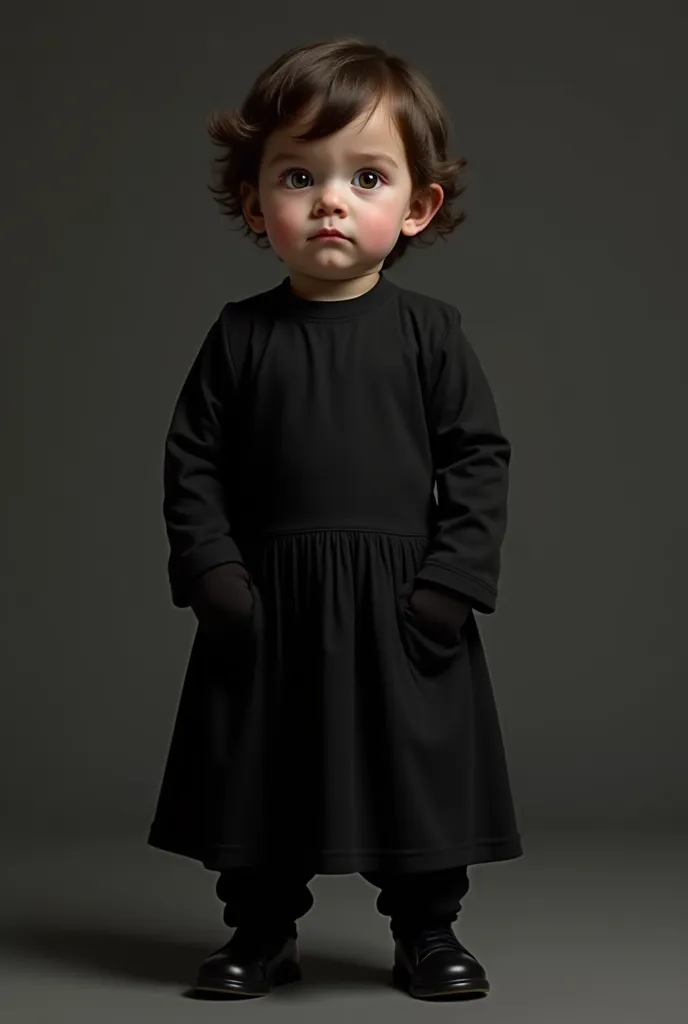 A three-year-old who is supposed to wear black clothes