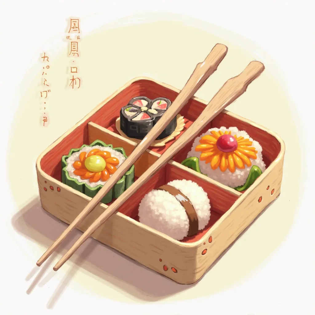 cute bento with chopstic