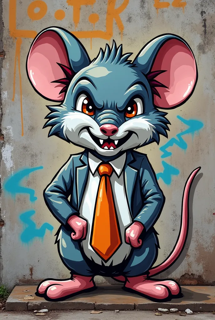 angry mouse with a tie, for graffiti
