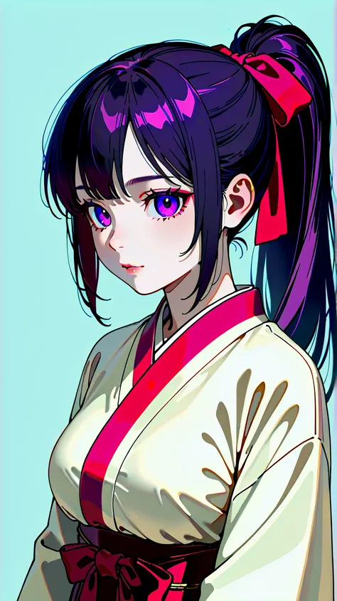 1 girl, high resolution, high quality,  masterpiece, purple eyes, A super talented Meiji era maiden who wandered into the present day:1.3,Meiji Female Student Outfit:1.3, high resolution, Superior quality, Craftsmanship, Intricate details, realistic, natur...