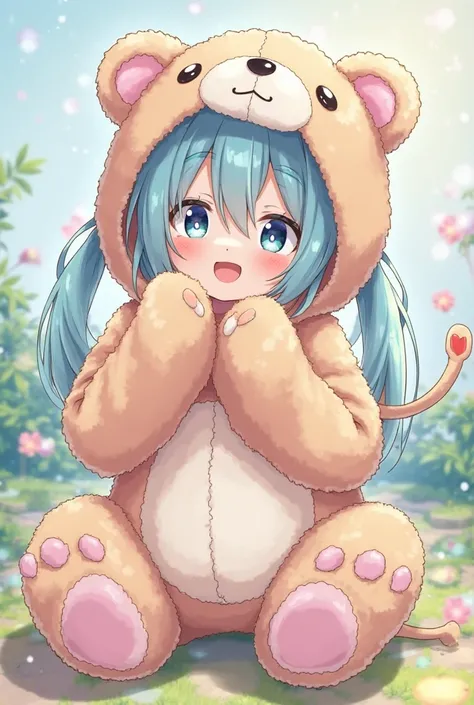 Hatsune miku with bear costume 