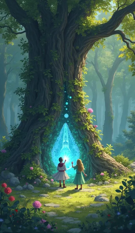 Returning the Crystal
With the crystal in hand, Lily retraces her steps to Thistle. Upon placing the Crystal of Light back into a hollow within Thistle's trunk, the forest rejuvenates: colors brighten, flowers bloom, and magical creatures reappear