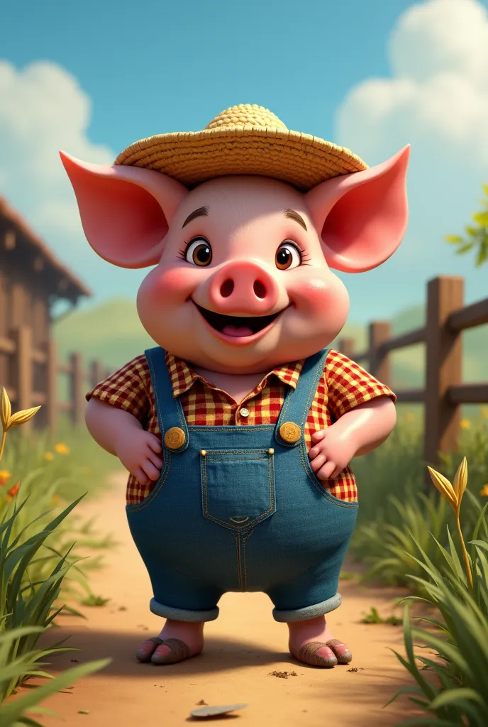 Happy pig in caipira clothes