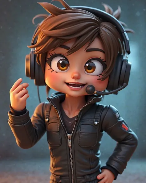 Ultra-detailed 4K Minecraft avatar with a stylish headset microphone. The avatar has a confident expression with bright, expressive eyes and well-defined pixelated textures. The character is in a dynamic pose, facing forward, with one hand raised as if exp...