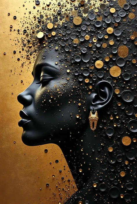 black and gold abstraction ,fractal, beautiful black and gold relief of a girl,  beautiful wall in golden black divorces , Black, , golden,  designer minimalism , beautiful.