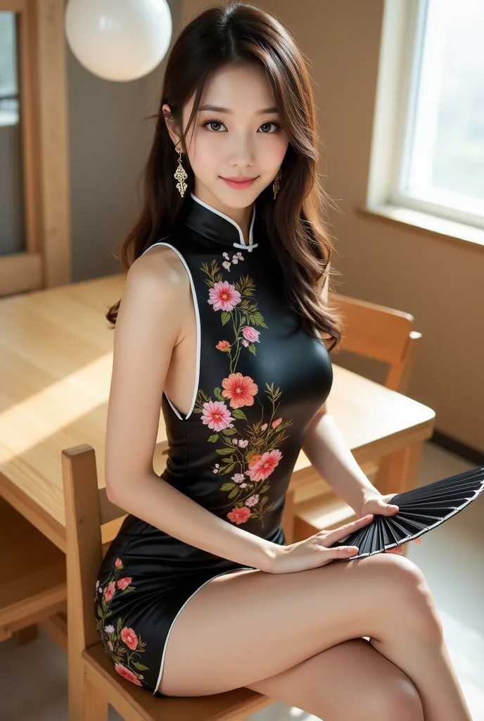 A23-year-old Japanese woman with a well-groomed face and large eyes that are characteristic and very beautiful

masterpiece best quality, photorealistic portrait in a refined interior that blends modern and Japanese-inspired design elements—light wooden fu...