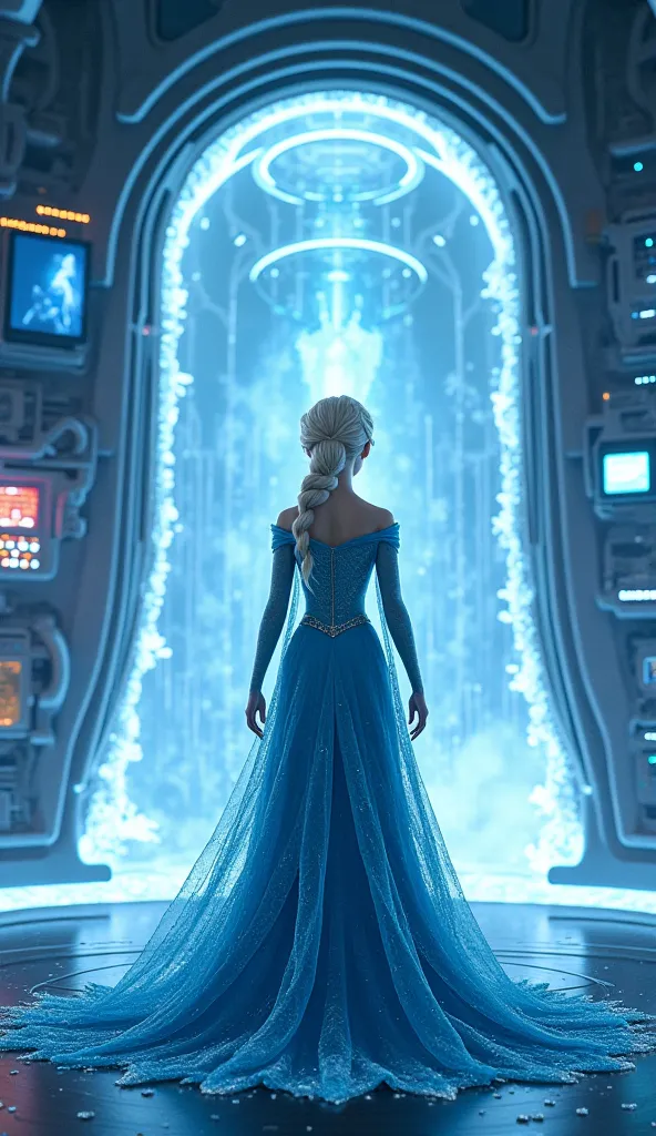 Princess Elsa inside an hidden base.