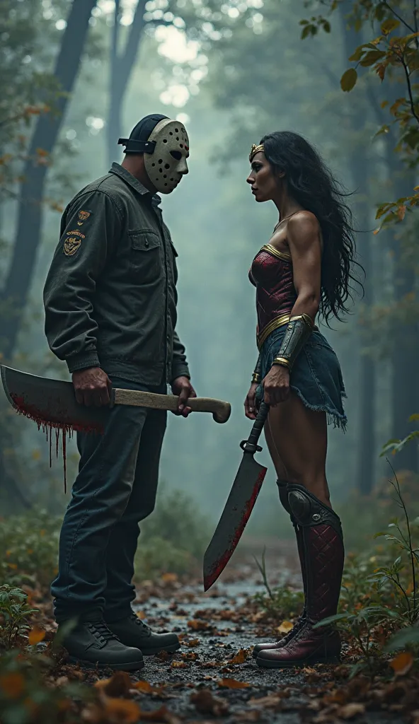 jason of friday 13th sees wonder woman walking