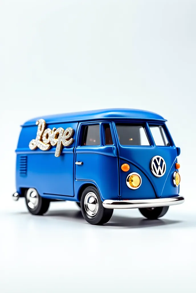 Blue toy car van with BelCrystal lettering 