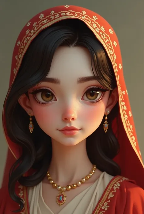 Belle is a white-skinned girl with wide eyes with a sharp look. Her hair is black and brown, her cheeks are full of cheeks. Her nose is thin and beautiful. Her lips are beautiful. She looks like Syrian or Iranian girls wearing a headdress that covers half ...