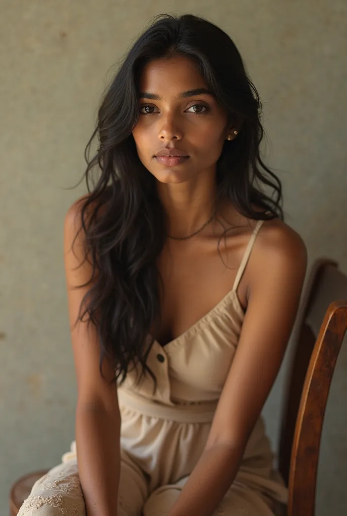 Naked Indian girl sitting on a chair