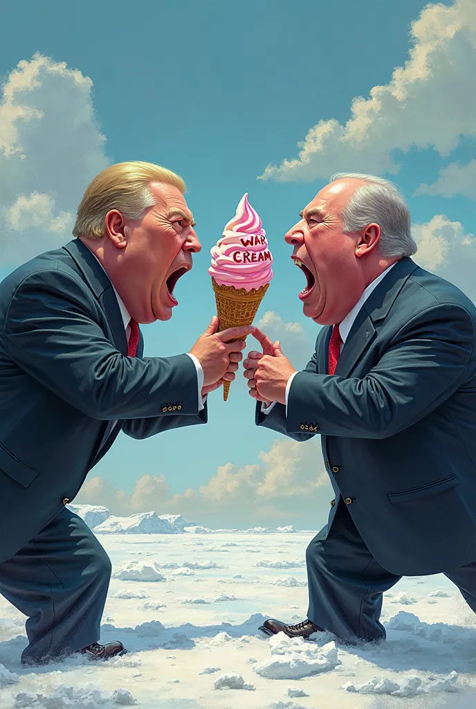 You've misunderstood me.Write War Cream on the ice cream and draw the two leader fighting to bite it.