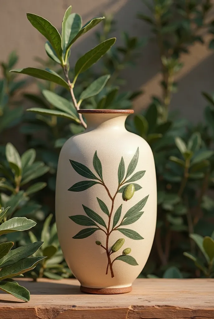 a ceramic vase stylized as an olive