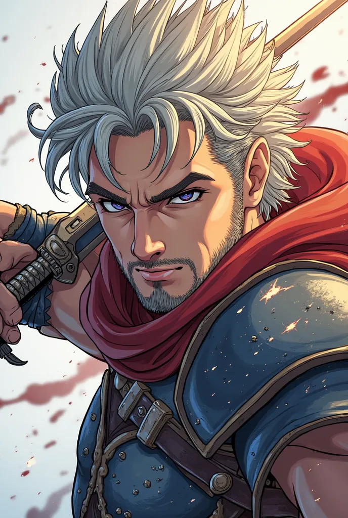 a close up of a cartoon of a man with a sword, an anime drawing inspired by Andor Basch, pixiv contest winner, sots art, greek god in mecha style, beautiful male god of death, son of sparda, furious god zeus, picture of an adult male warrior, colored linea...