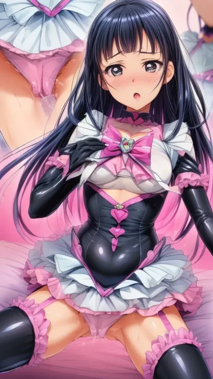    high quality images 、 detailed image 、((( ゴージャス Pretty Cure+Super Tight Costume))) ((( vulgarity )))((CURE BLACK,  Pretty Cure +  group photo +Orgasmic Pussy))((correct anatomy))((Derogatory, The derogatory expression of ))
