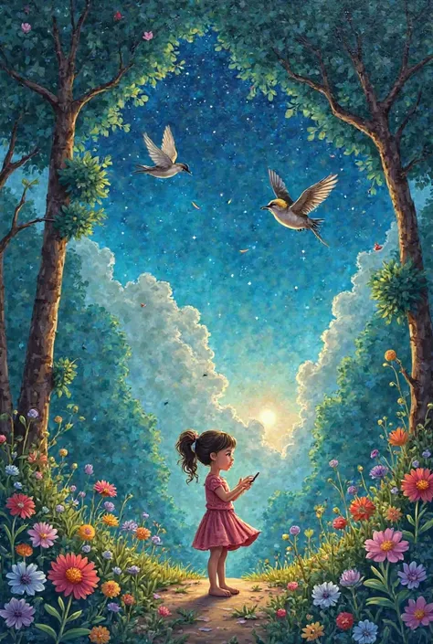 
Lily was a  girl who lS painted everything she saw—trees, birds, even the stars at night. 