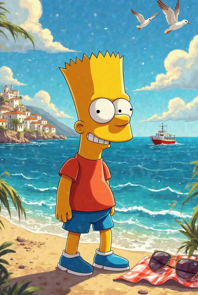 Bart Simpson in Spain at sea
