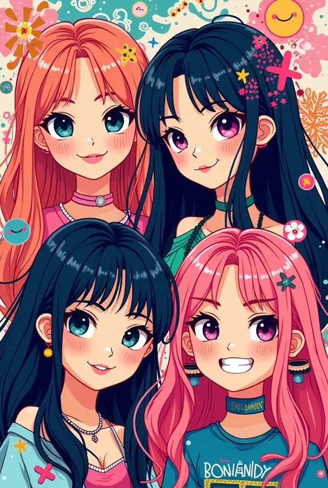 doodle art illustration of blackpink korean singer