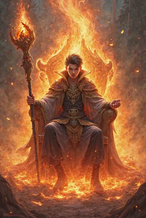 Mobile legend hero Young Valir in a throne of fire