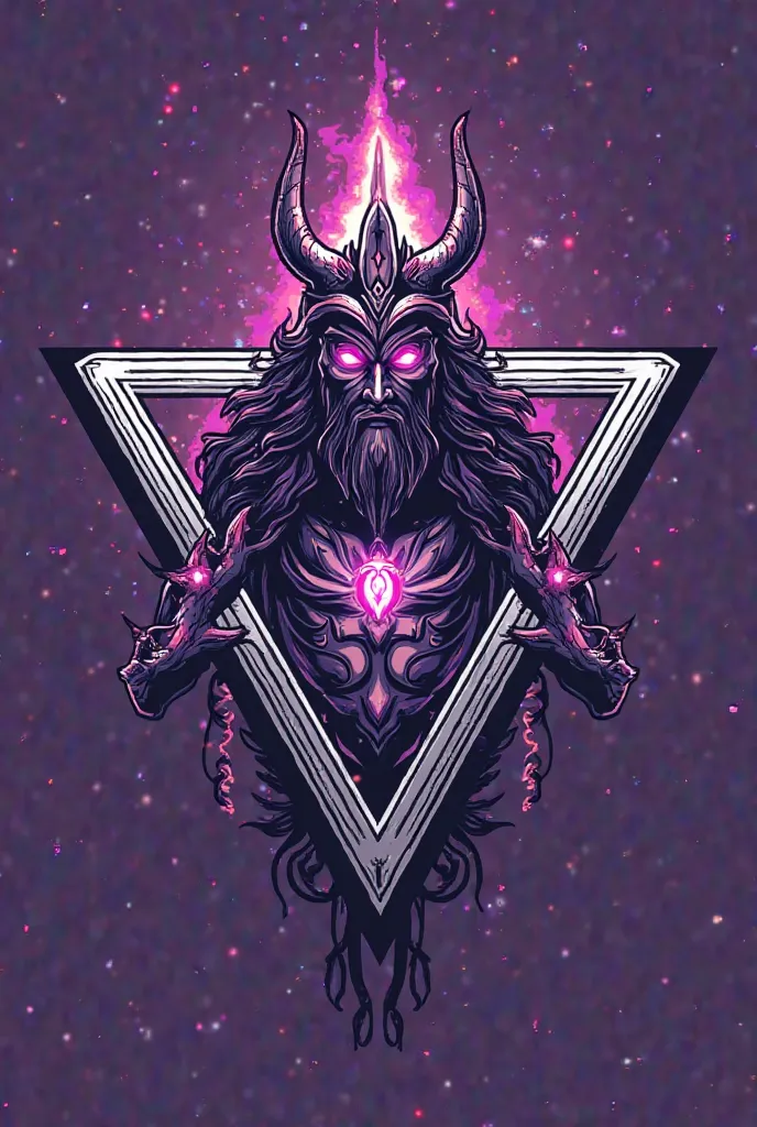 alkaios akasi (God of Health) a Mythical God in a purple, white and Black color, cartoony triangle logo, with word of Alkaios Akasi and Data Center College of the Philippines for sports festival. make it myths designed and cool
