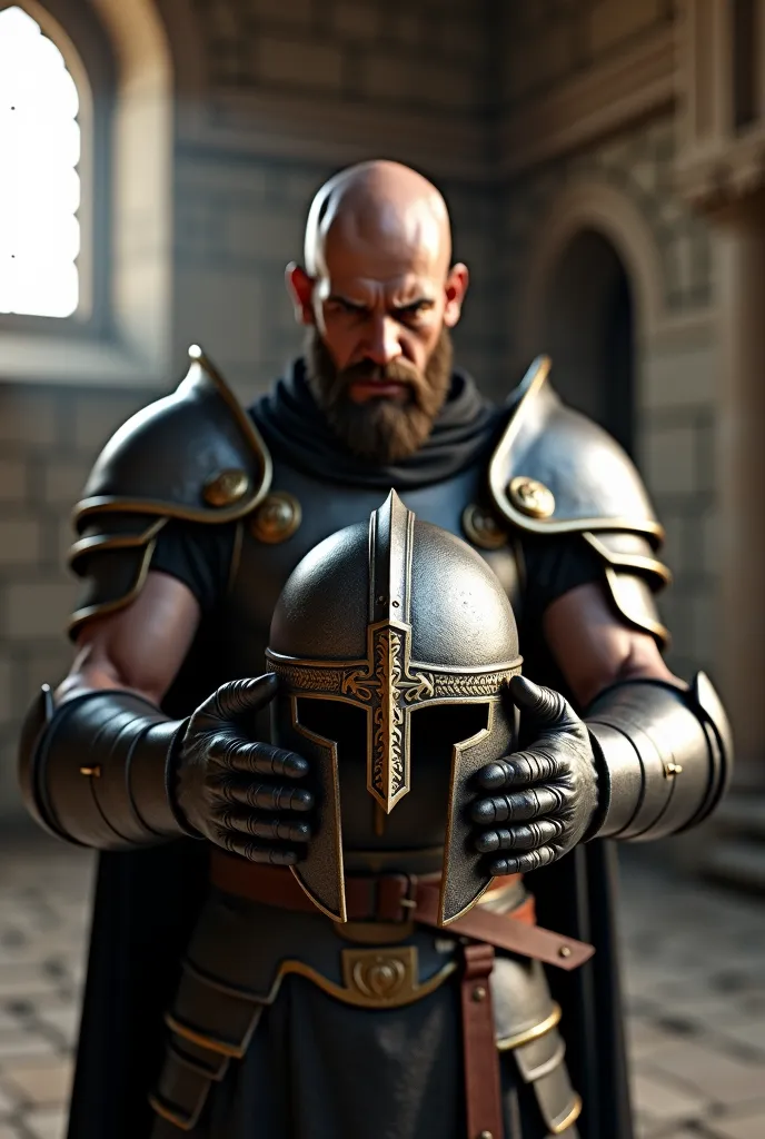 Ultra-realistic first-person video, with total focus on hands and feet without deformations. Setting: You wake up in the body of an imposing warrior with striking features, battle scars, and robust armor, in a highly detailed medieval environment. The scen...