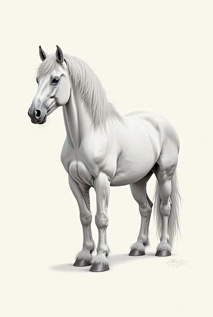 create a shadowless drawing of a breed drawing of a Norwegian horse 