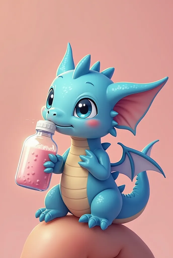  A small blue dragon is grabbing your finger.、 A bright little dragon holding a bottle of carabao on your finger、 Pastel colorsの七色の毛のかわいいドラゴン、 hair 、The hairs on my body  、 ตาโตcute 、 cute 、novel、แท้TRUE、sporty、 my hands are resting on my fingers 、  Pastel...