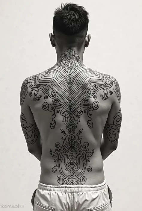 traditional filipino tattoo in lines or patterns design on the back