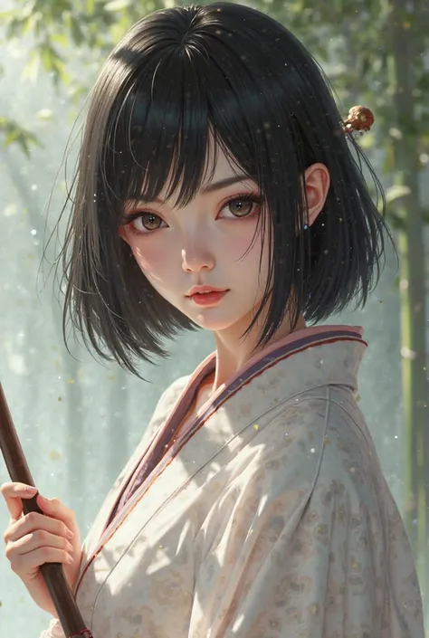 Black Haired Bob Kyudo Anime Beautiful Girl