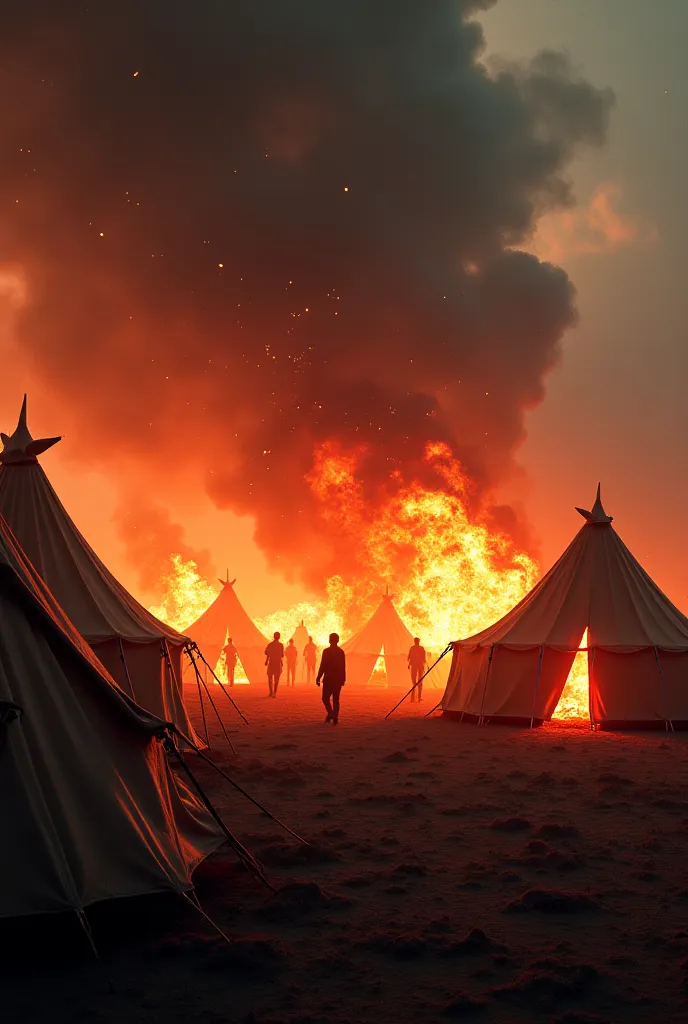 Tents are burning
