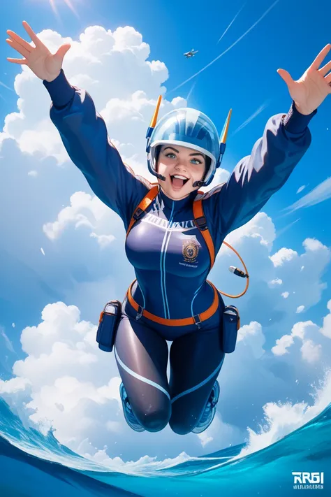  Skydiving 　 blue helmet 　