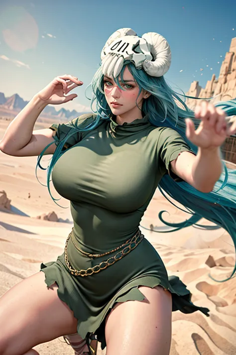 （（（perfect figure，figure，odelschwanck，green clothes，（（（in, long hair, facial mark, hair between eyes,  skull,skirt，yellow eyes，under type figure:1.7））），((masterpiece)),high resolution, ((Best quality at best))，masterpiece，quality，Best quality，（（（ Exquisite...