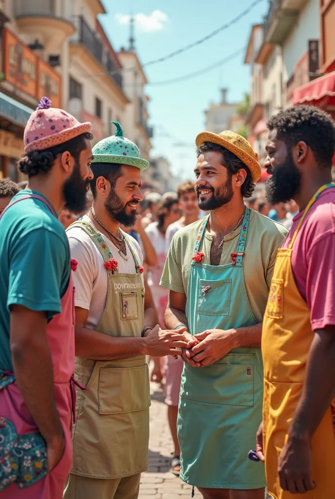 real people dressed as ice cream makers negotiating 