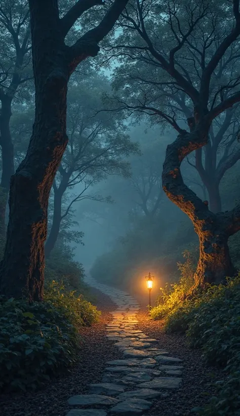 
"A lantern illuminating a dark path surrounded by trees, with the quote 'Lâmpada para os meus pés é a tua palavra e luz para o meu caminho.' overlayed on the image. 4K, ultra-realistic, cinematic lighting."
