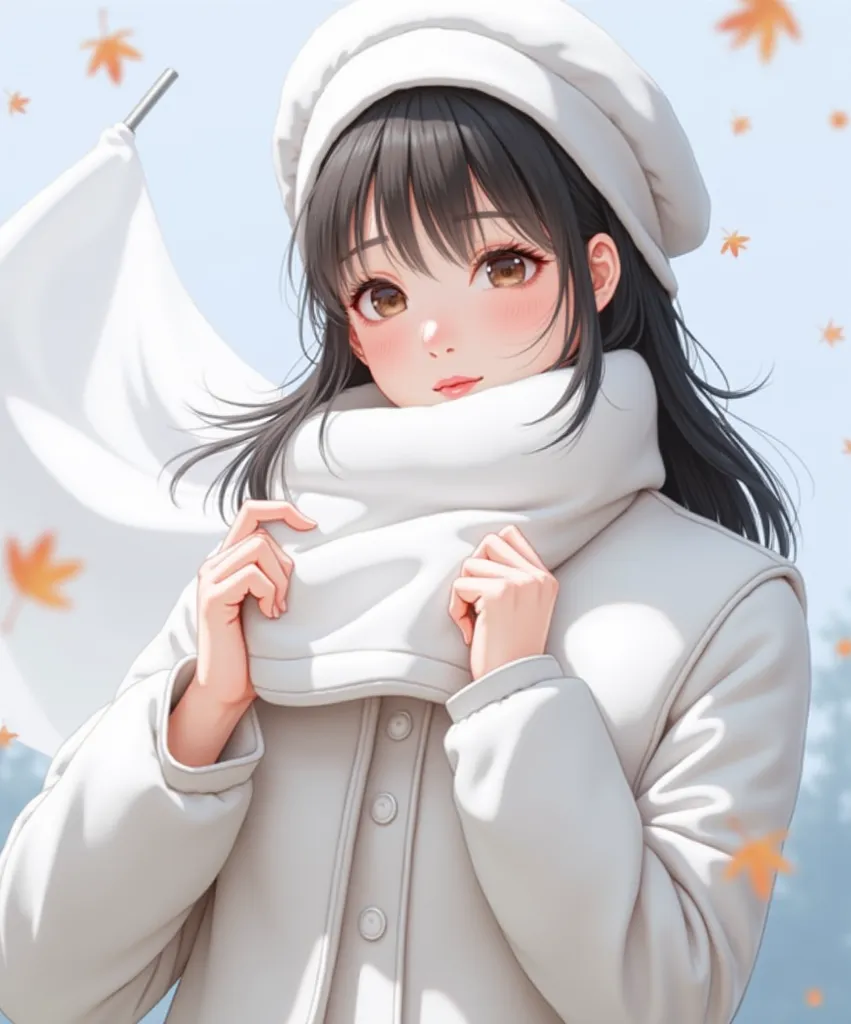 araffe girl in a white coat Raise a white flag,  Ma Yuanyu , Tumbler, realism, she has a cute expressive face, 🍁 cute, Chiho, with cute - fine - face, she has a cute face, cute kawaii girl,  shikamimi, Teshirogi Shiori , Raise a white flag