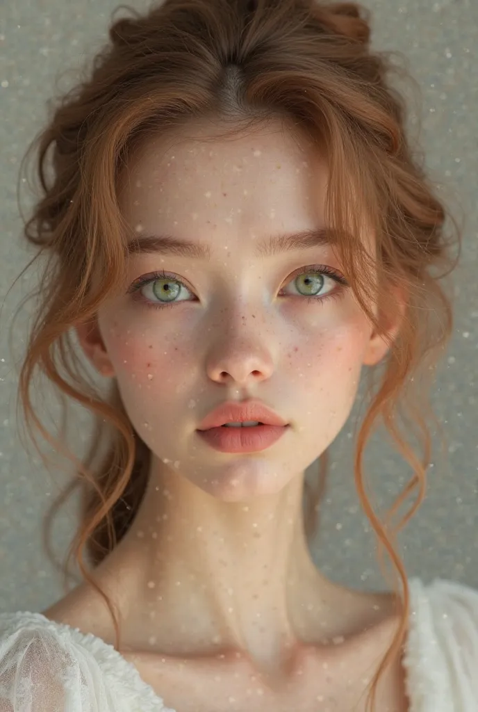 Create an ia model, green-eyed white, Curly caramel hair 