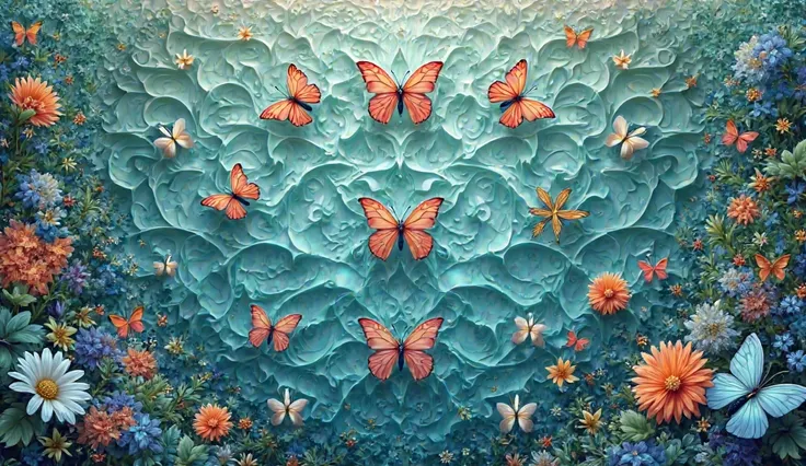  make a tesselation pattern, ocean inspired or garden with butterfly