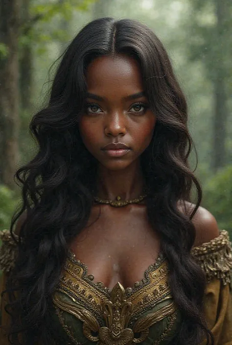 A dark-skinned princess with long wavy hair and almond brown eyes. 

A tall, short-haired soldier from the kingdom with striking eyes 