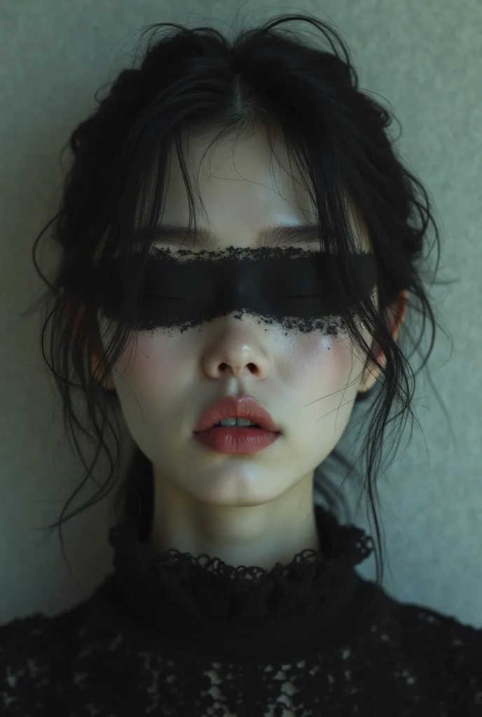 Korean model with lost eyes 