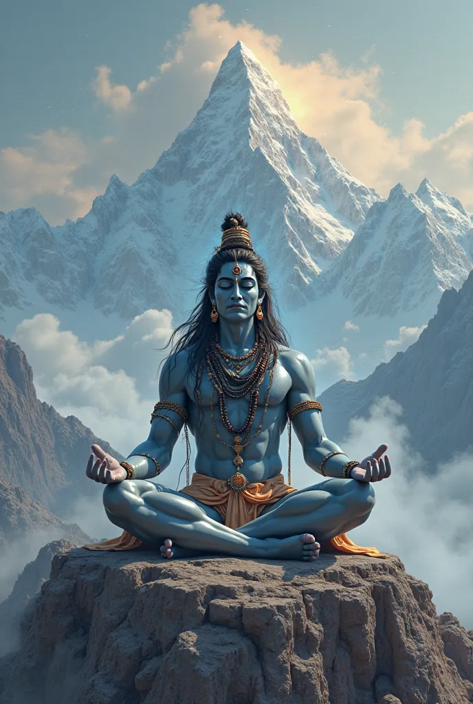 mahadev kailash me baithe dhyan karte hue hai aur mata parvati atti hai