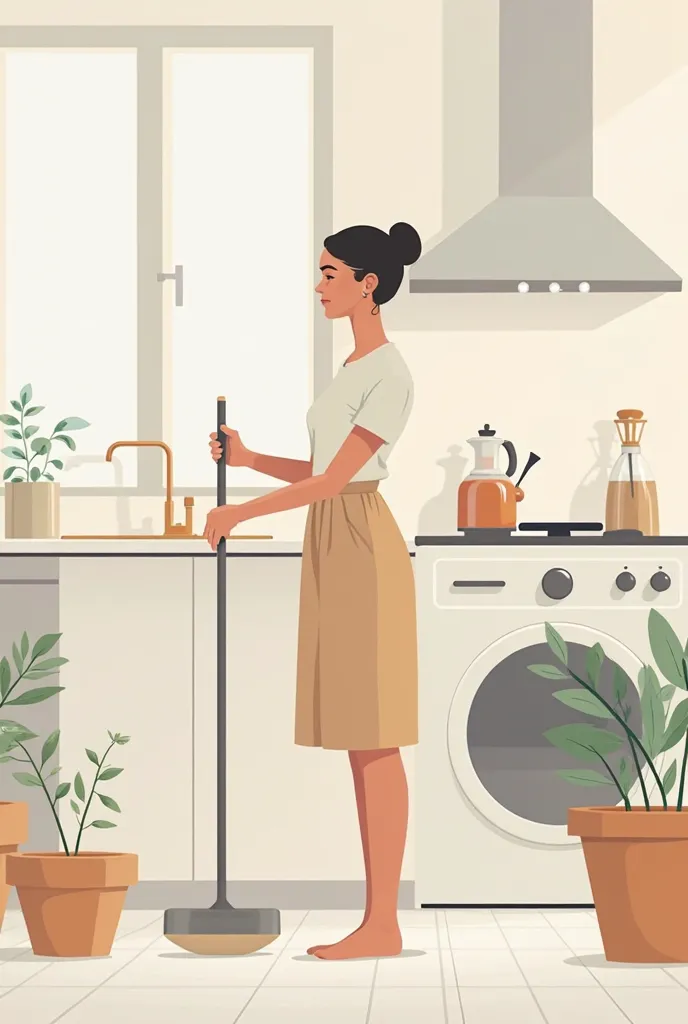 Woman doing housework in vector