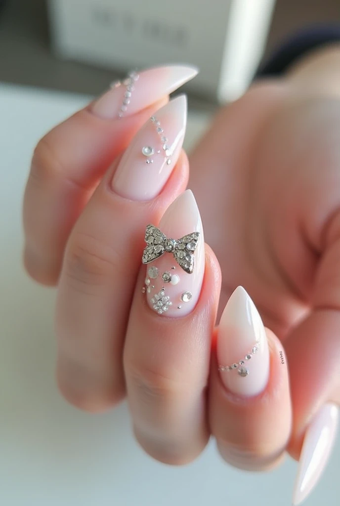 I want nails. I want something pink, but closer to peach, is combined with pink, and something can be translucent, to the falling sakura leaves. Without gold. White, лёгкий, light green, But no , I'm not sure. Better white. May, something with three-dimens...