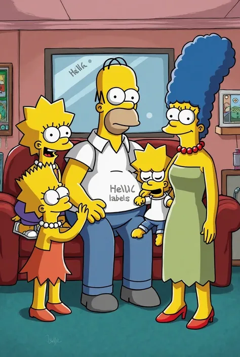 los simpson con la frase hellow labels