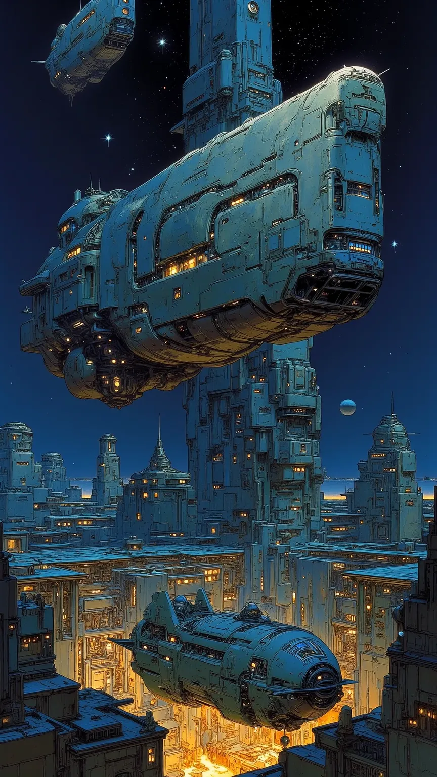 realism, realistic, rectangular, 1spaceship,(((rectangular shape))) ,  (((flying deep space))), Masterpiece by Syd Mead Style, cSyd Mead Style style, retro sci-fi spaceship, inspired by Josan Gonzalez, beeple and jean Giraud, background cyberpunk spaceship...