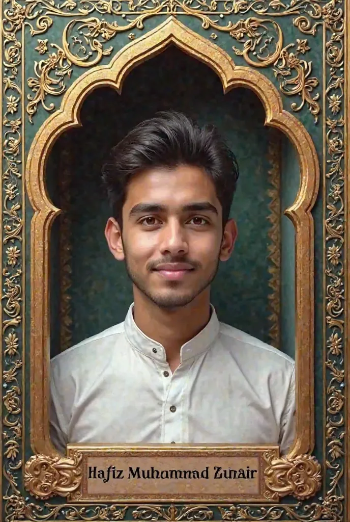 I need a frame to wish my brother on his hifz ul Quran Memorization ceremony with his name 'Hafiz Muhammad Zubair' on it