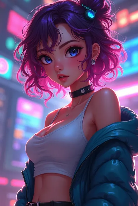  sexy girl, , gamer , , curly hair , , anime 